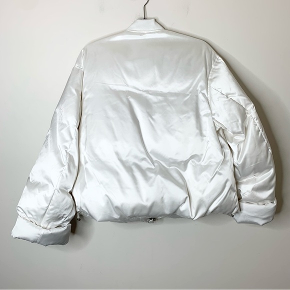 Madeinam Jill Bomber Puffer Jacket Winter Coat Oversized Satin Shine white XS - Picture 15 of 16